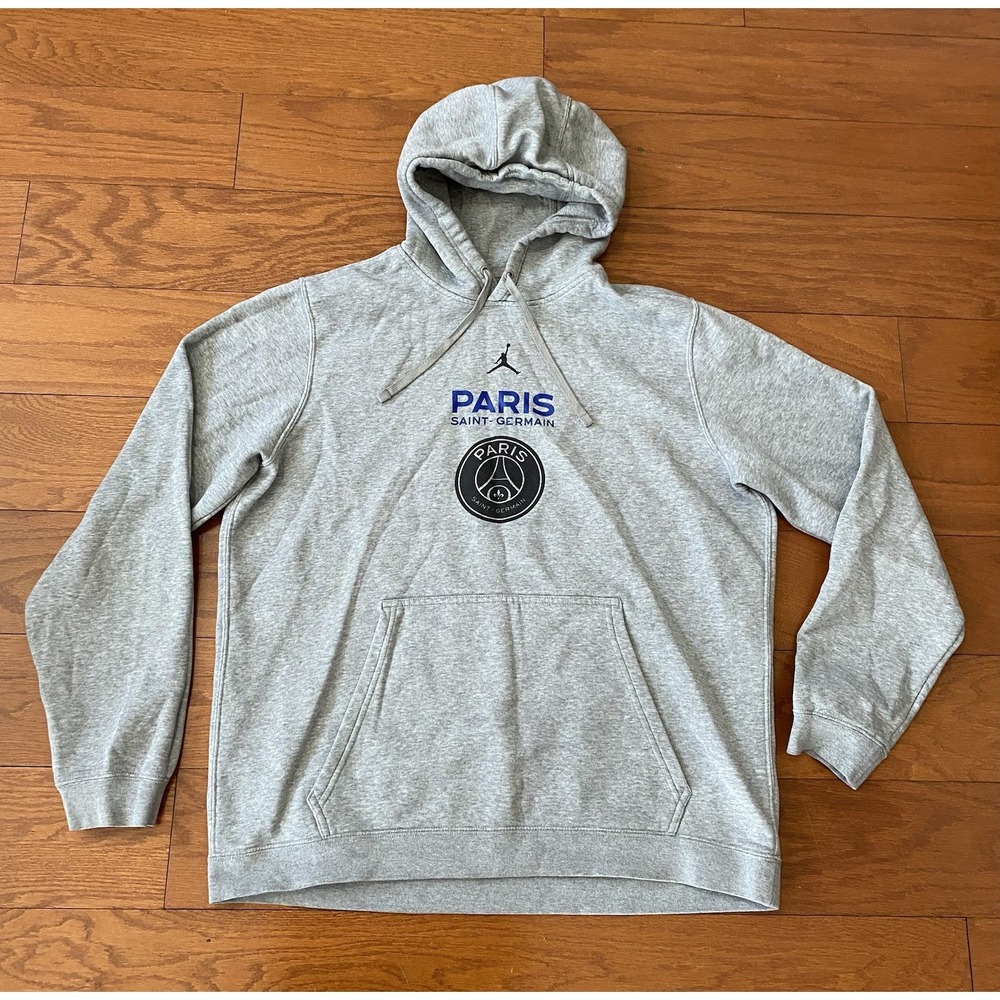 Paris St Germain PSG  Gray Hoodie Large L Jordan Nike Excellent Condition
